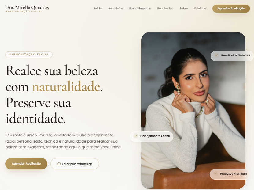 Site desenvolvido para Dra. Mirella Quadros